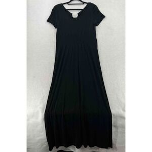 David Warren New York Maxi Dress Black Short-sleeves Round Neck Size 14